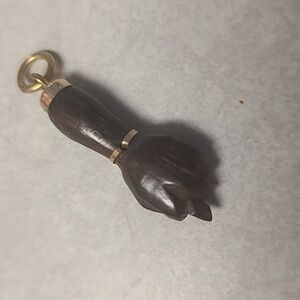 Elegant Brown Carved Hand Charm Pendant